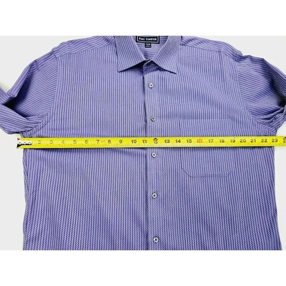 Paul Fredrick Slim Fit Size 16-34 Men's Purple Gray Pattern Spread Collar Cotton - Picture 3 of 9